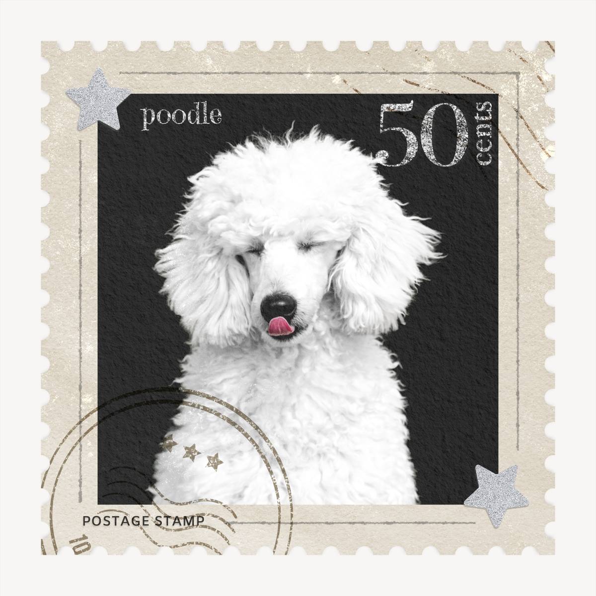 Poodle postage stamp